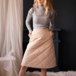 REVERSIBLE WINTER SKIRT grey and cream