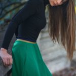 Bright green skirt